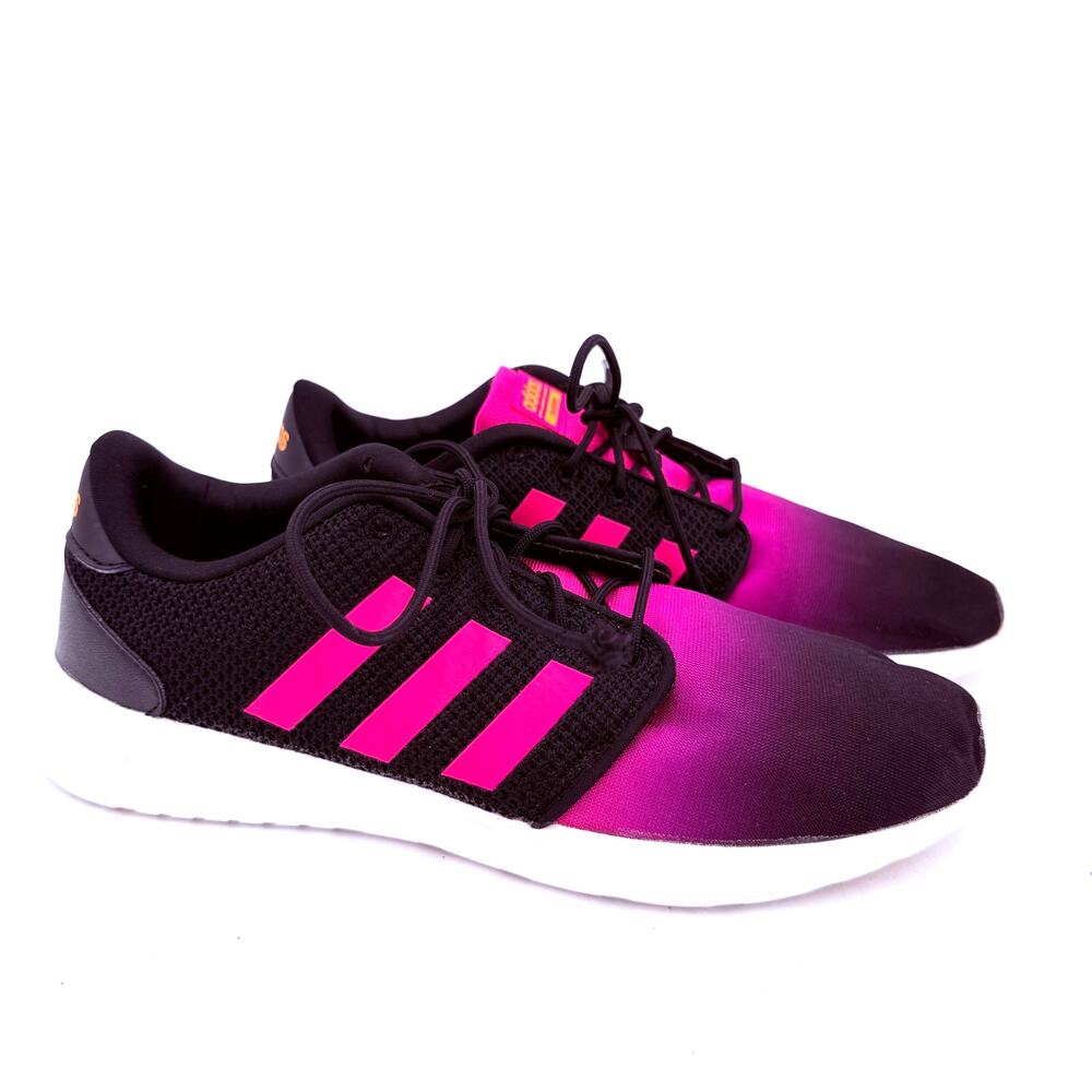 Adidas Women's Black & Pink Ombre Cloudfoam QT Racer Running Sneakers Size 8.5